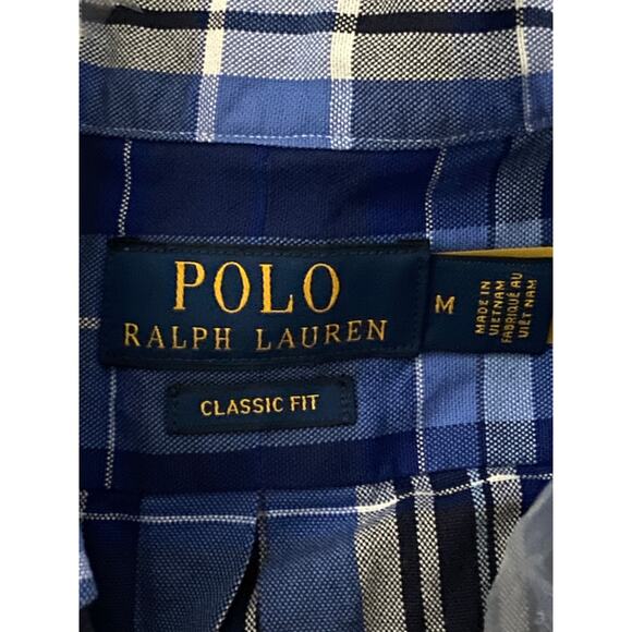 Polo Ralph Lauren Shirt Men's Medium Classic Fit Button-Down Blue Plaid NEW - Picture 11 of 12